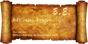 Bányai Ervin névjegykártya